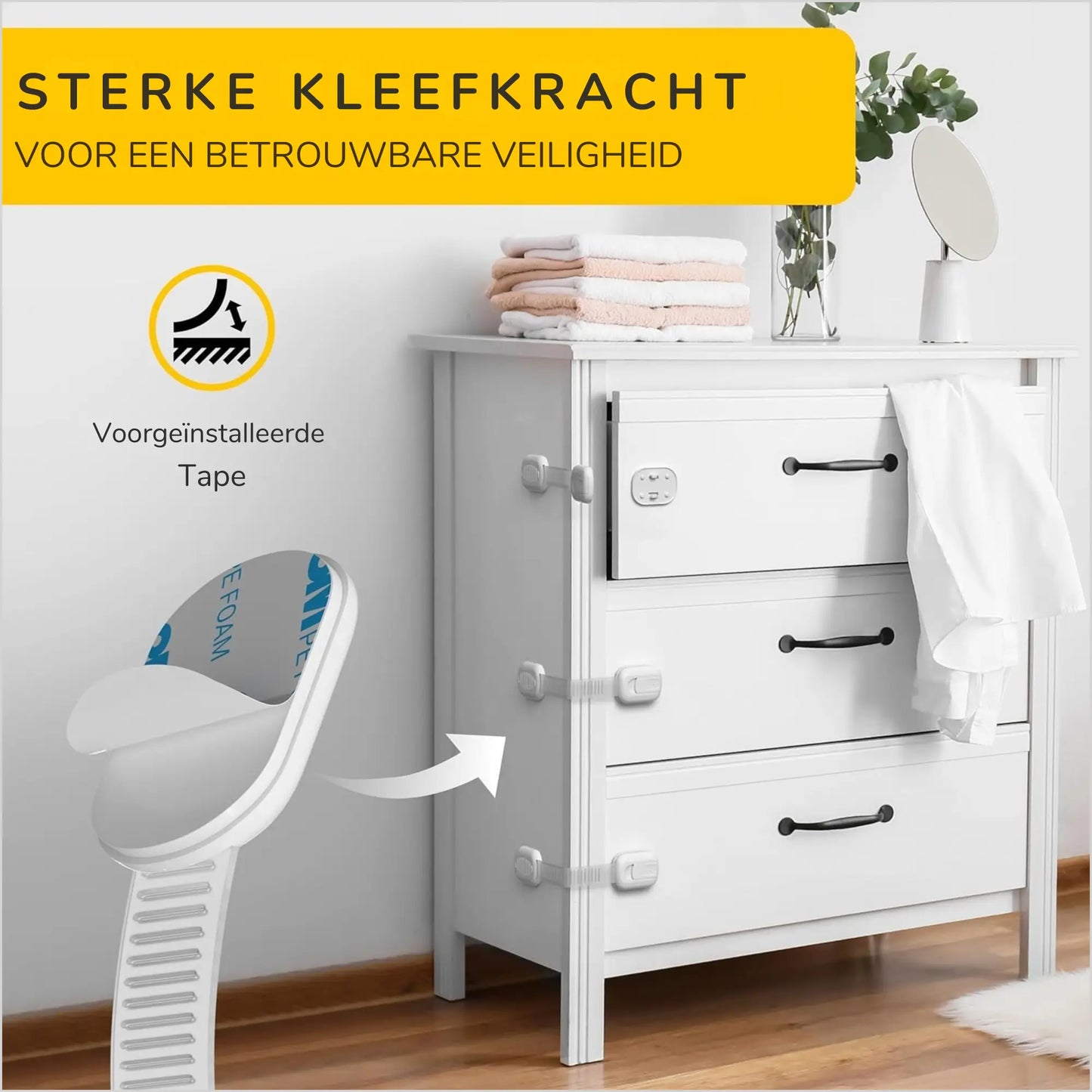 Kinderslot Kastjes Kastbeveiliging voor Kinderen 10 Stuks - Kastjes Beveiliging Baby - Zelfklevend - Wit