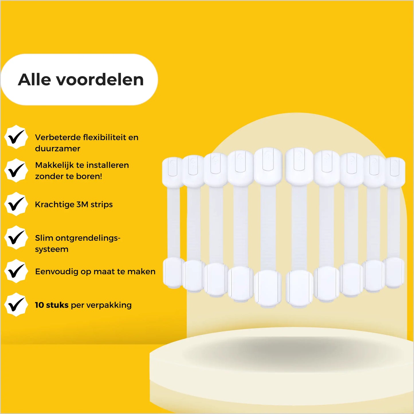 Kinderslot Kastjes Kastbeveiliging voor Kinderen 10 Stuks - Kastjes Beveiliging Baby - Zelfklevend - Wit