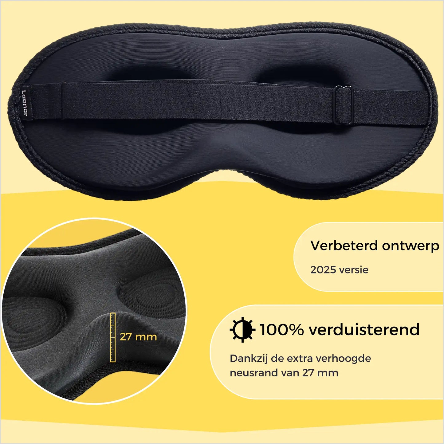 Slaapmasker voor Vrouwen en Mannen - 100% Verduisterend 3D Slaapmasker - Perfect voor Zijslapers - Zwart