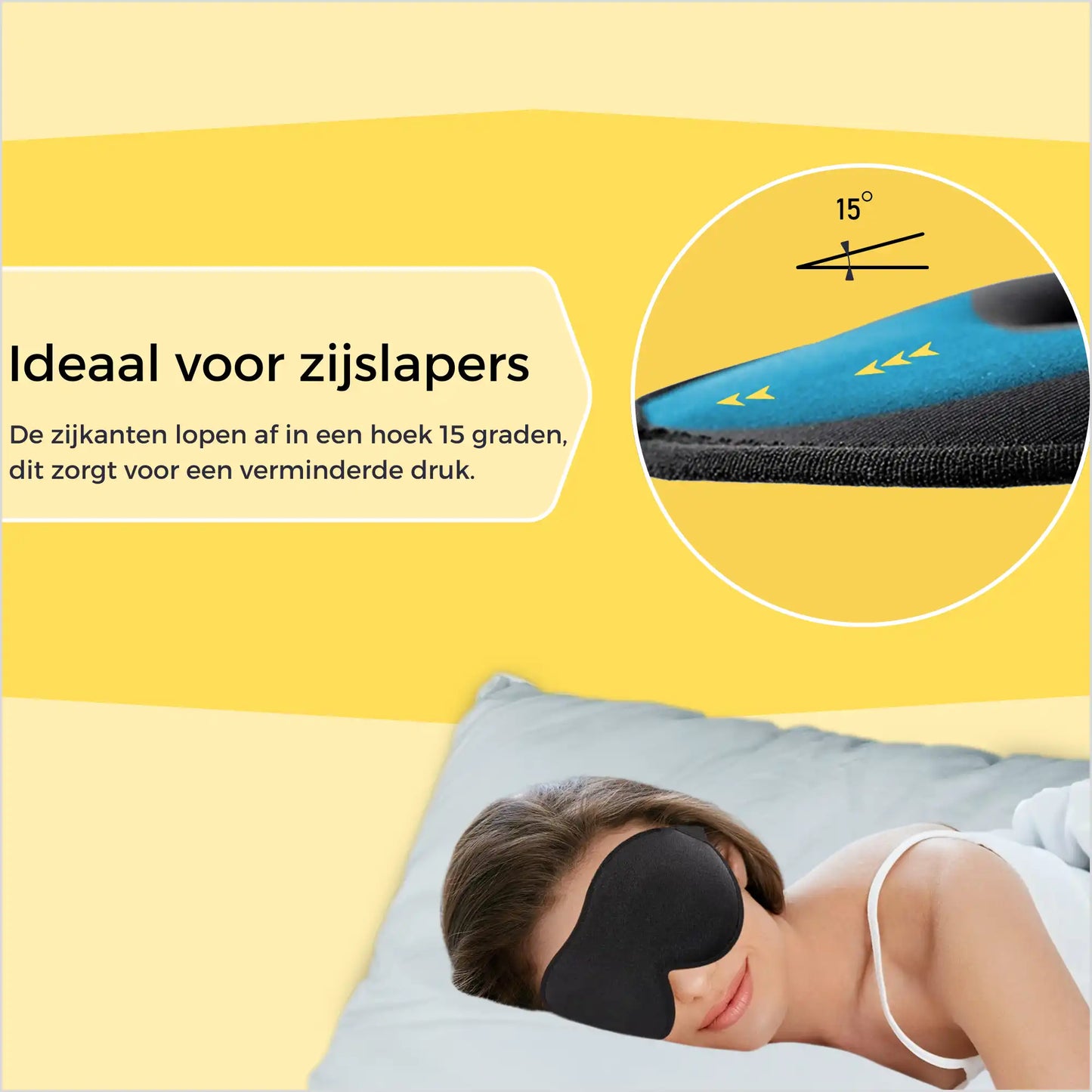Slaapmasker voor Vrouwen en Mannen - 100% Verduisterend 3D Slaapmasker - Perfect voor Zijslapers - Zwart