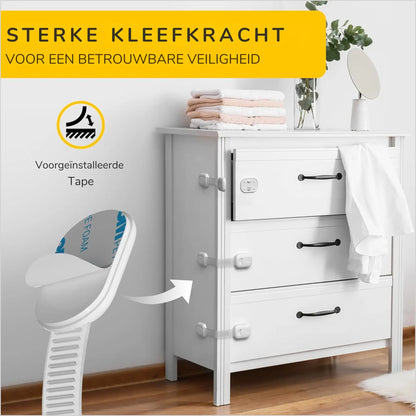 Kinderslot Kastjes Kastbeveiliging voor Kinderen 10 Stuks - Kastjes Beveiliging Baby - Zelfklevend - Wit
