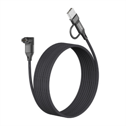 LAANAR® Oplaadkabel voor Garmin Instinct / Forerunner / Vivoactive / Venu / Fenix / Enduro  / Tactix / Quatix / Approach / Vivosmart / Vivosport / Swim / D2 Watch - Gevlochten Nylon 1 meter - Zwart Aluminium - L-vorm 90 Graden Hoek