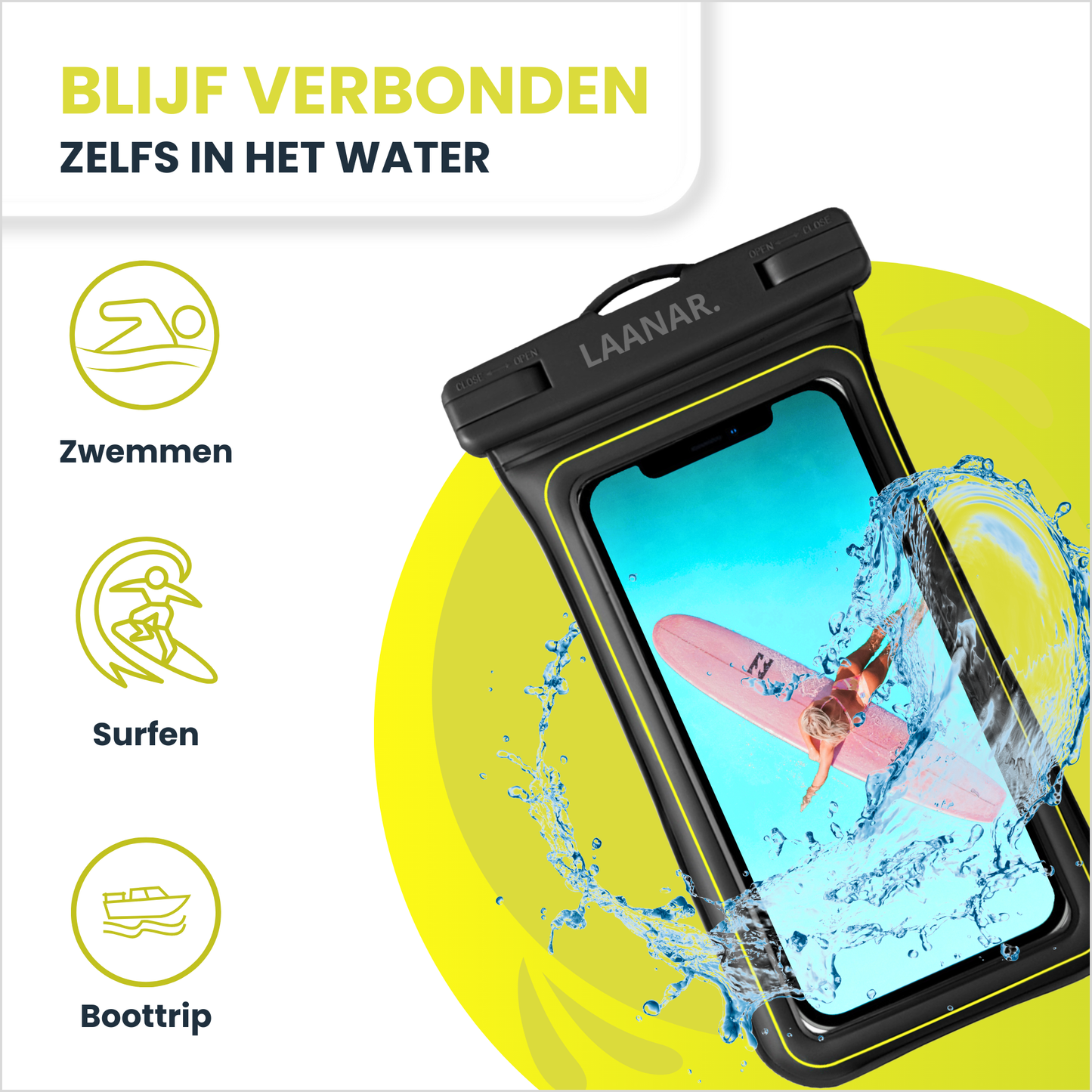 Waterdicht Telefoonhoesje Drijvend - Dry Bag Onderwater Hoesje Telefoon tot 6.8 inch - Waterbestendig - Zwart