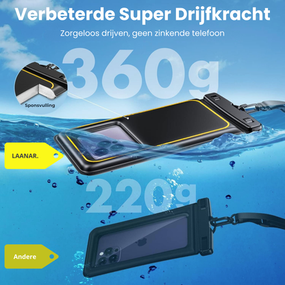 Waterdicht Telefoonhoesje Drijvend - Dry Bag Onderwater Hoesje Telefoon tot 6.8 inch - Waterbestendig - Zwart